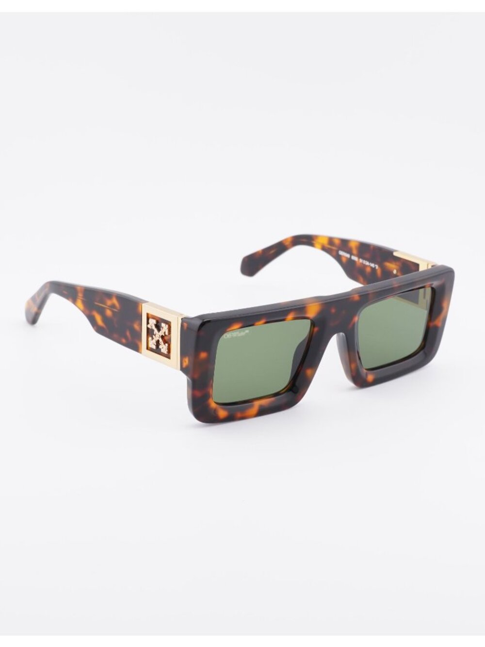 Off-White OERI049 LEONARDO 1605 Sunglasses Havana Square Frame, Green Lenses